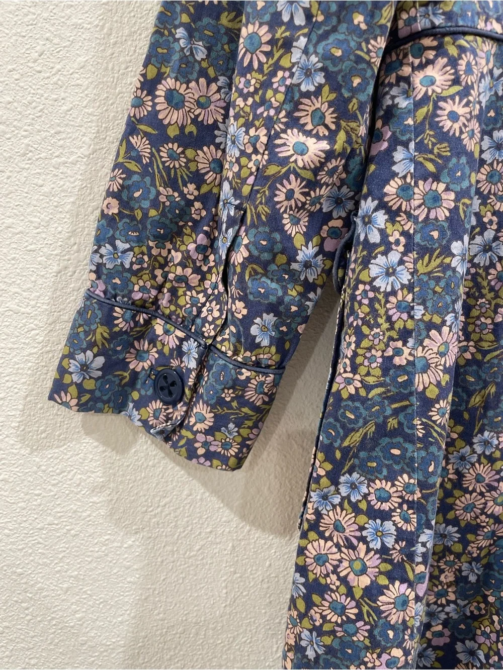 Anthropologie Elevenses Floral Rain Jacket Trench Coat Blue Purple Spring Size 4 - Picture 11 of 11